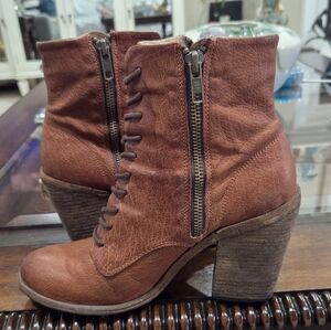 Frye Cognac Leather Ankle Booties